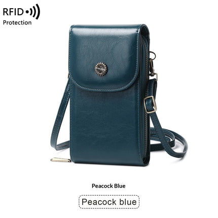 Anti-Magnetic Phone Bag Retro Wax Leather Phone Case