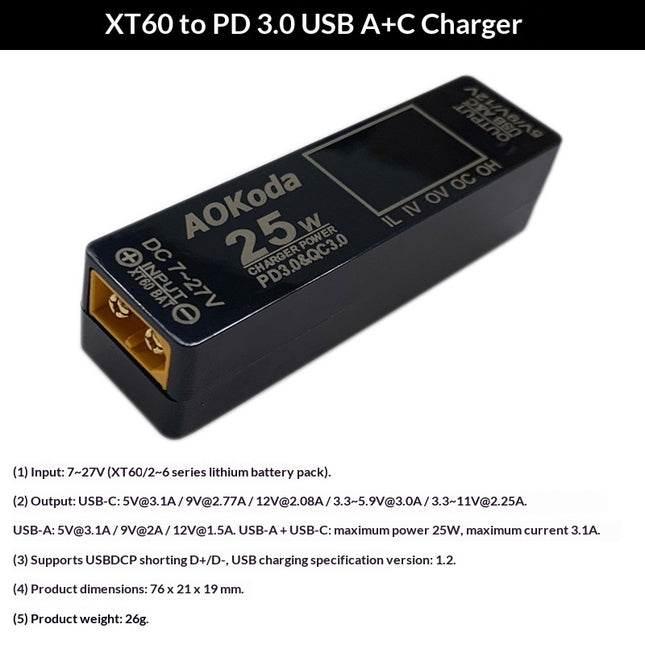 Drone Battery Charger For Fixed-Wing Fpv Drones With Xt60 To