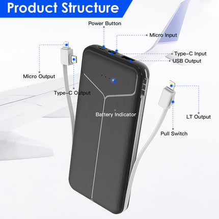 mAh Power Bank Portable Charger With Us Plug 2 Built-In