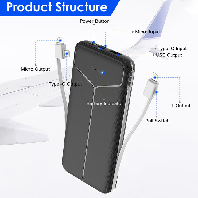 mAh Power Bank Portable Charger With Us Plug 2 Built-In