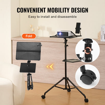 Projector Stand With Wheels, Laptop Stand Tripod Adjustable