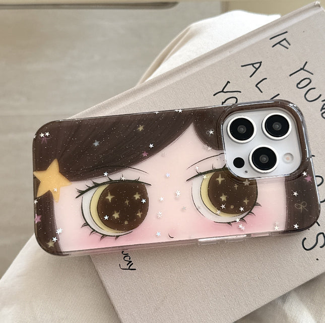 Fashionable Cartoon Phone Case Featuring Fine Glitter And