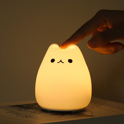 Cute Big-Headed Cat Creative Healing Silicone Charging Lamp