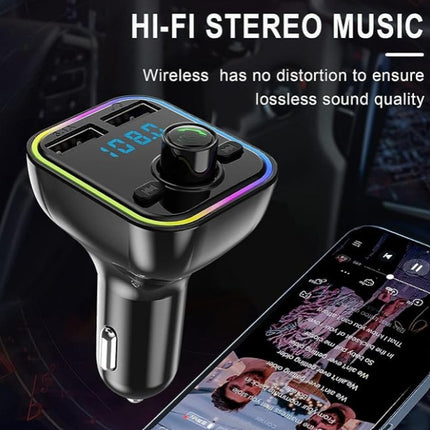 Bluetooth FM Transmitter Car with Fast Charging & RGB Lighting