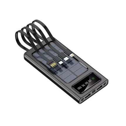 Portable Solar Power Bank With Built-in Cable Ultra-high Capacity For On-the-go
