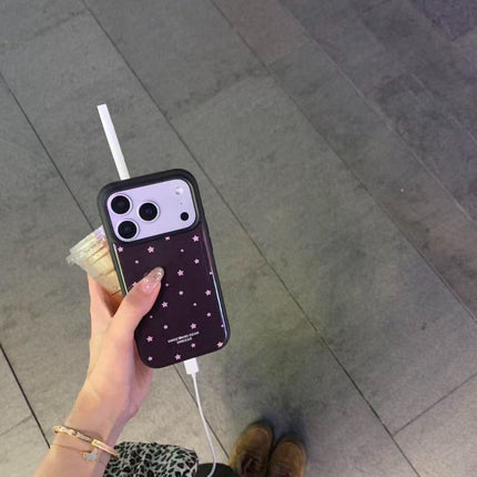 Chocolate-Colored Star-Patterned Magnetic Phone Case With