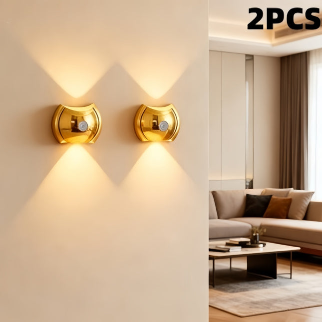 LED Wall Light with Motion Sensor USB Rechargeable 3 Color Modes 2-Pack