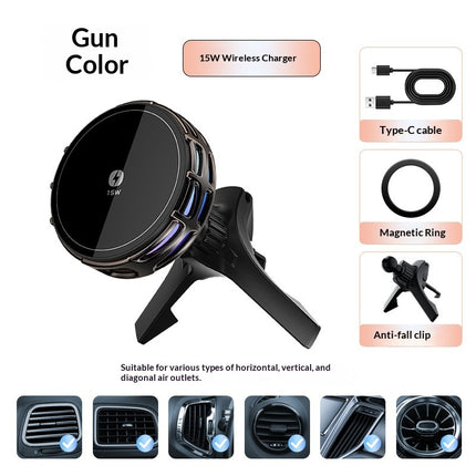 W Wireless Charging Magnetic Car Phone Mount With Mirror
