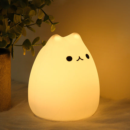 Cute Big-Headed Cat Creative Healing Silicone Charging Lamp