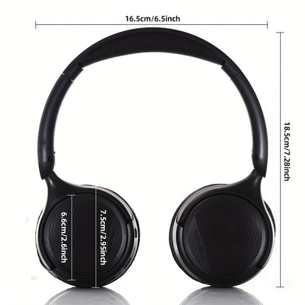 Retro Wireless Over-Ear Headphones 30h Battery Memory Foam Gaming Headset