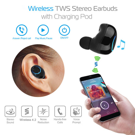 Wireless TWS Stereo Earbuds - Bluetooth In-Ear Headphones
