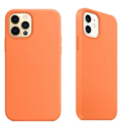 For Silicone Case 12 11 Pro X Xr Xs Max 8 7 6 Liquid Rubber Cover--kumquat
