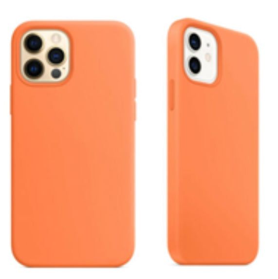 For Silicone Case 12 11 Pro X Xr Xs Max 8 7 6 Liquid Rubber Cover--kumquat