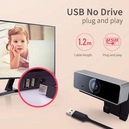 Full HD 1080P USB Webcam with Autofocus & Microphone for PC Laptop