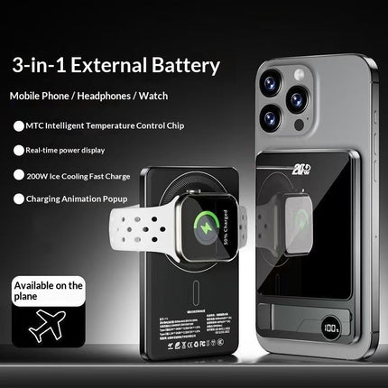 Ultra-thin Wireless Magnetic Fast Charger With 15w Power Bank Dual Pop-up Displa