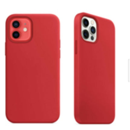 For Silicone Case 12 11 Pro X Xr Xs Max 8 7 6 Liquid Rubber Cover--red