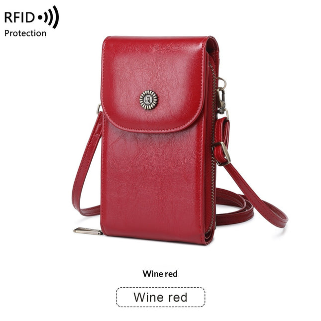 Anti-Magnetic Phone Bag Retro Wax Leather Phone Case