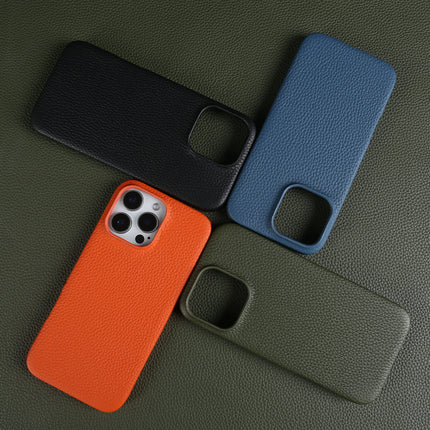 Lychee-Pattern Genuine Leather Phone Case