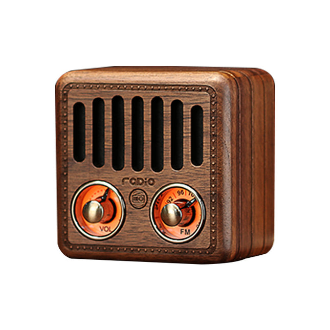 Retro Bluetooth Speaker Wood with Radio & USB - 800mAh Battery