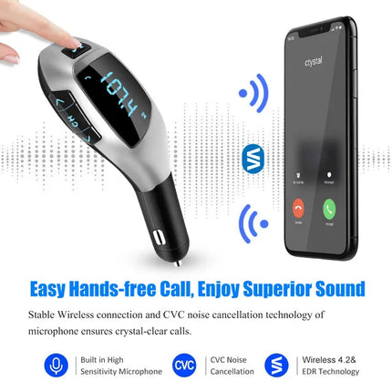 Car FM Transmitter USB Charger Hands-Free Function MP3 Player