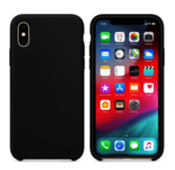 For Silicone Case 12 11 Pro X Xr Xs Max 8 7 6 Liquid Rubber Cover--black
