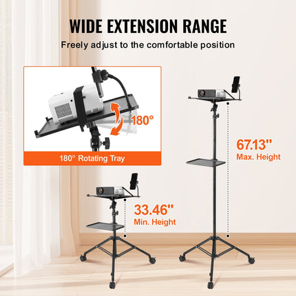 Projector Stand With Wheels, Laptop Stand Tripod Adjustable