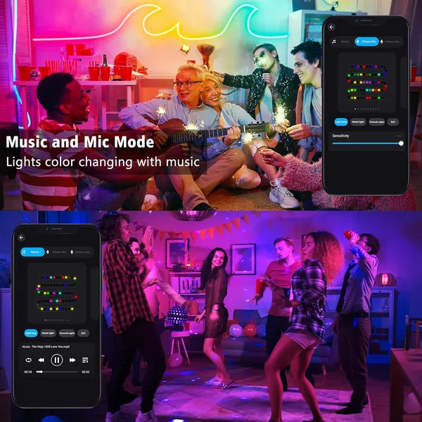 LED Neon Rope Lights 5/10m Smart App Control RGB Music Sync Strip