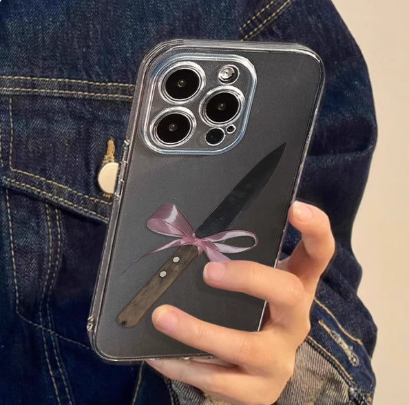Transparent And Cute Bow-Shaped Fruit Knife Phone Case