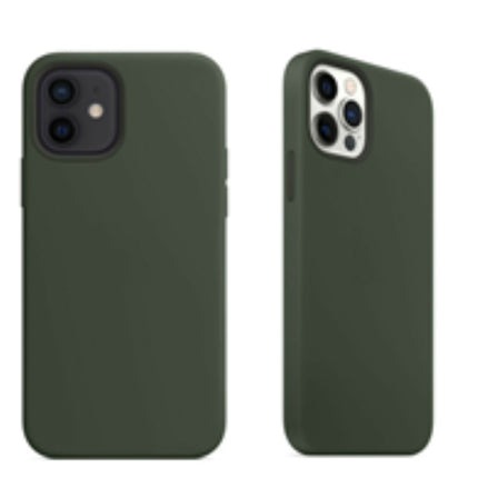 For Silicone Case 12 11 Pro X Xr Xs Max 8 7 6 Liquid Rubber Cover--dark Green
