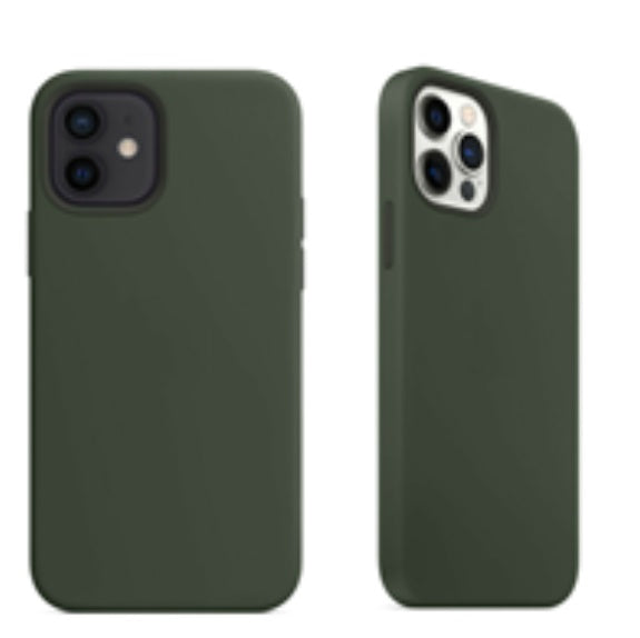For Silicone Case 12 11 Pro X Xr Xs Max 8 7 6 Liquid Rubber Cover--dark Green
