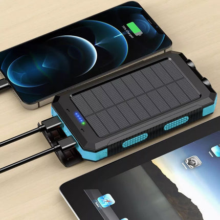 O000000mAh Solar Power Bank Waterproof 2USB LED Battery