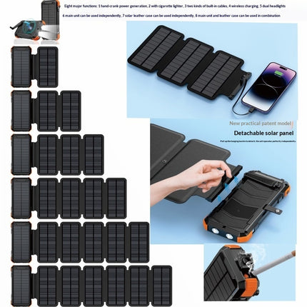 Outdoor Power Bank With Foldable Hand-crank Solar Charger