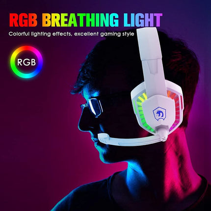 Gaming Headset Wired RGB LED Microphone PS4 Xbox PC White