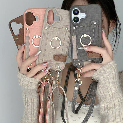 Long Crossbody Lanyard Leather Phone Case With Card Slots