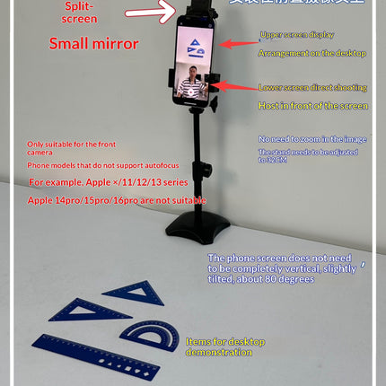 Phone Selfie Split-Screen Mirror Stand