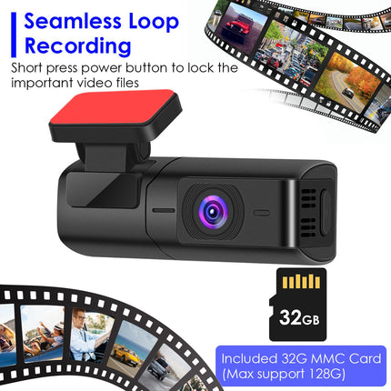 2K Dash Cam Front Camera 140° WiFi Night Vision 32GB Memory Card
