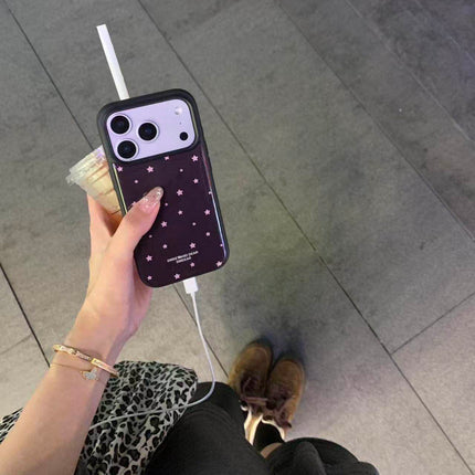 Chocolate-Colored Star-Patterned Magnetic Phone Case With