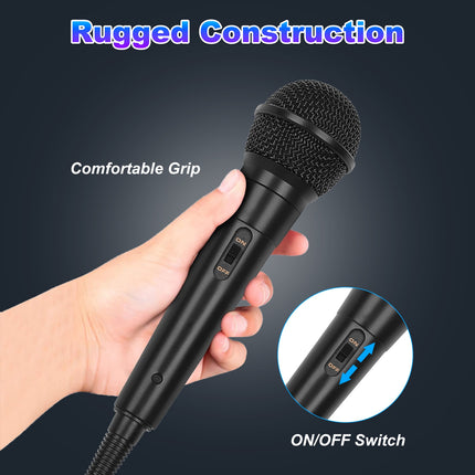 Dynamic Handheld Microphone with Cable 4m Cardioid Vocal Mic 6.35mm Jack