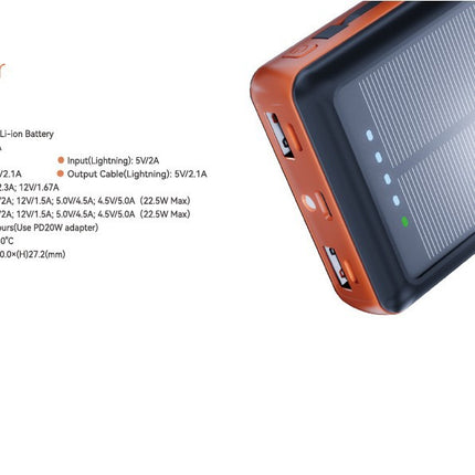 PD 22.5w Solar-powered Portable Power Bank