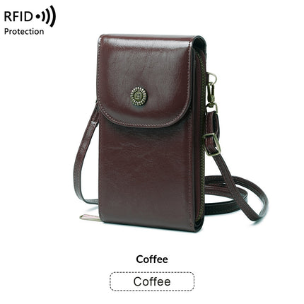 Anti-Magnetic Phone Bag Retro Wax Leather Phone Case