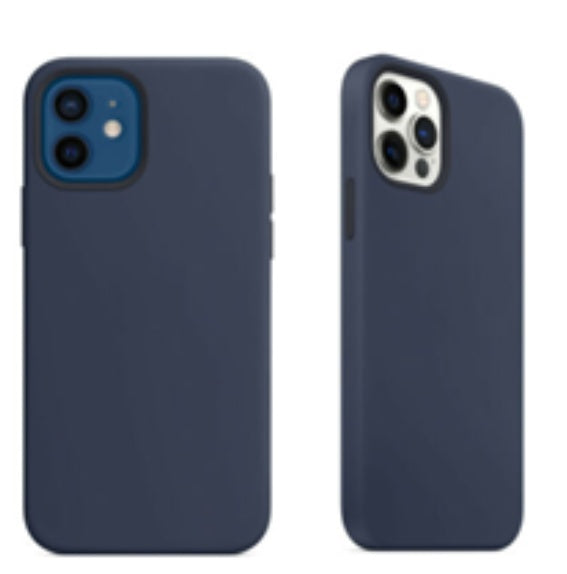 For Silicone Case 12 11 Pro X Xr Xs Max 8 7 6 Liquid Rubber Cover--dark Navy