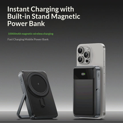 Wireless-charging Power Bank With Built-in Cable And Magnetic Attachment For Pho