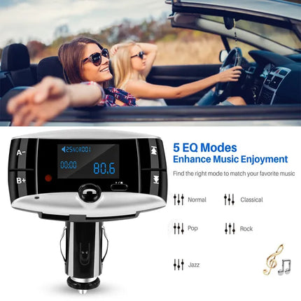 Car FM Transmitter USB Charger Hands-Free MP3 LED Display