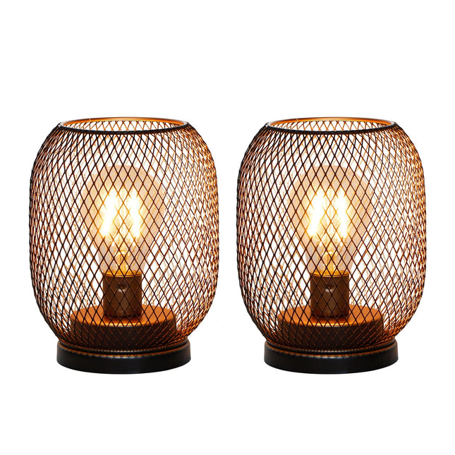 Rustic Wrought Iron Bedside Lamp - Warm White LED Night Light