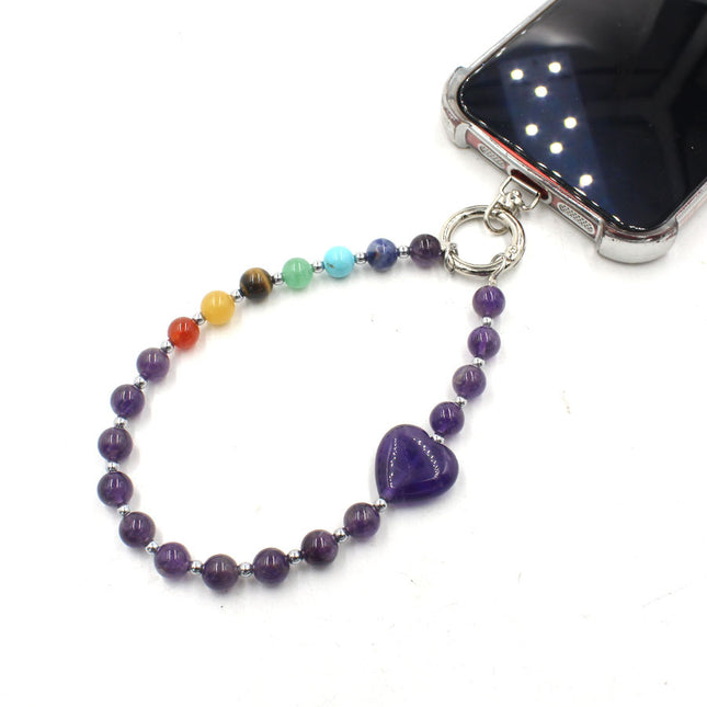 Heart-shaped Crystal Bead Phone Charmkeychain