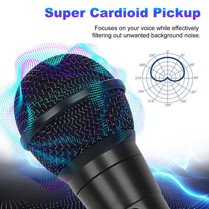 Dynamic Handheld Microphone with Cable 4m Cardioid Vocal Mic 6.35mm Jack