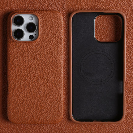 Lychee-Pattern Genuine Leather Phone Case