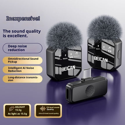 HD Wireless Lapel Microphone Zero Delay for Live Video Recording