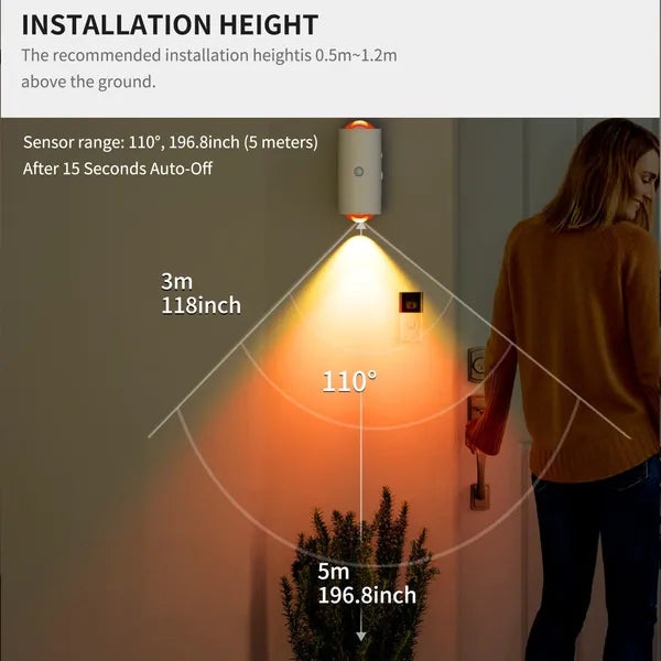 LED Motion Sensor Night Light, 7 Colors Rechargeable Battery Stair Light, Wirele