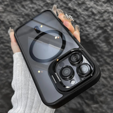Invisible Bracket Transparent Phone Case With Cd Pattern